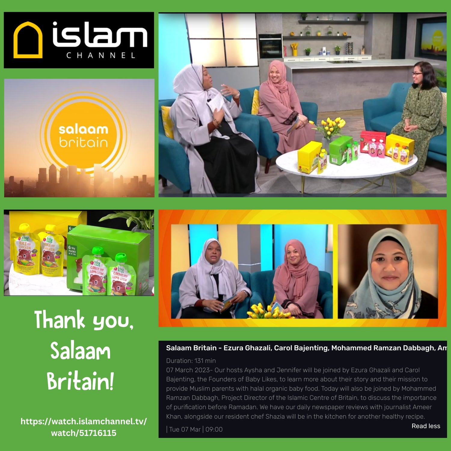Baby Likes featured on top-ranking TV show Salaam Britain, sharing the inspiring startup journey behind the UK’s leading halal-certified organic baby food brand