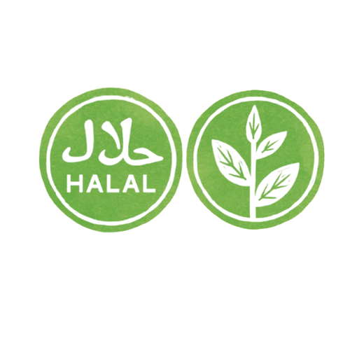 Certified organic and halal logos displayed to highlight that Baby Likes baby food pouches meet trusted halal and organic standards