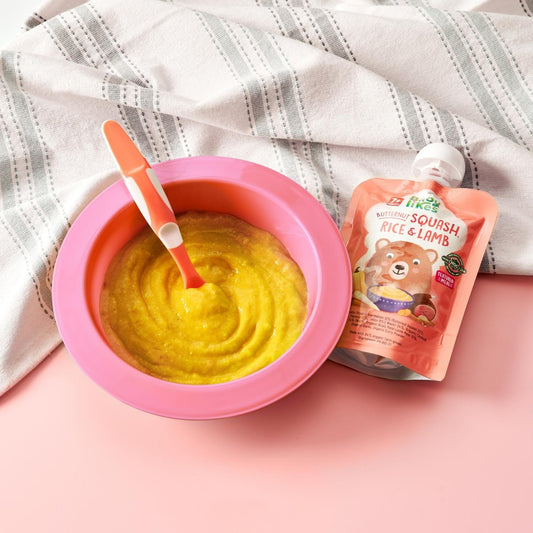 Halal Baby Food Pouches - Butternut Squash, Rice and Lamb 6 pouches, 130 g, Stage 2, Organic Baby Puree for 7+ months
