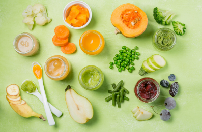 baby eating puree mashed food