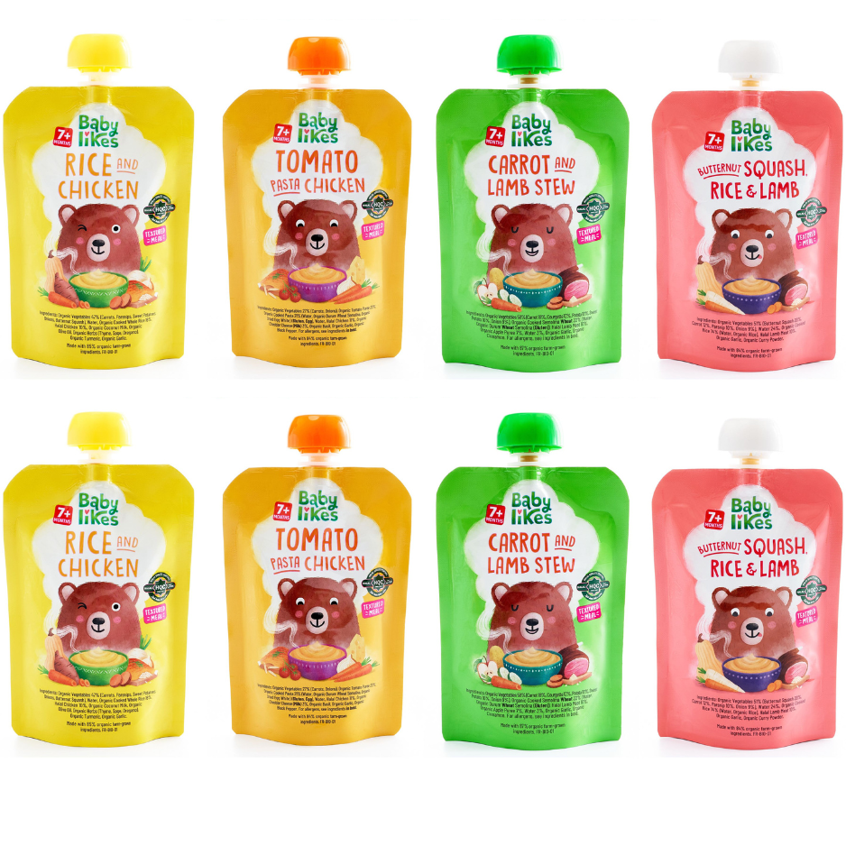 Halal Organic Baby Food Pouches – Variety Pack (Stage 2 Weaning, 7+ Months) | 8 x 130g | No Added Sugar, No Preservatives, No Added Salt