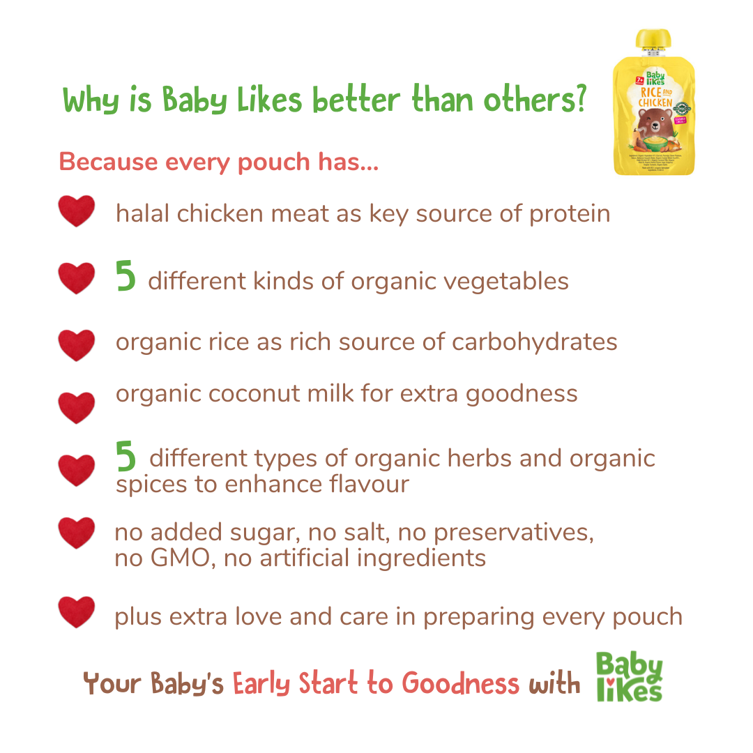 Baby Food Pouches - Halal Organic Stage 2 Baby Puree Rice and Chicken 130g, Suitable for 7+ months